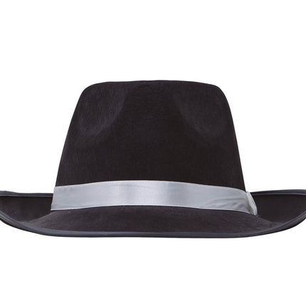 Zwarte Gangster Hoed Wit Lint van Fiestas Guirca koop je bij Partywinkel