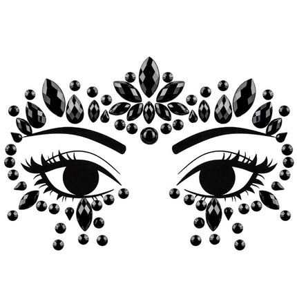 Zwarte Gezicht Stickers Kristallen 15cm van Partydeco koop je bij Partywinkel