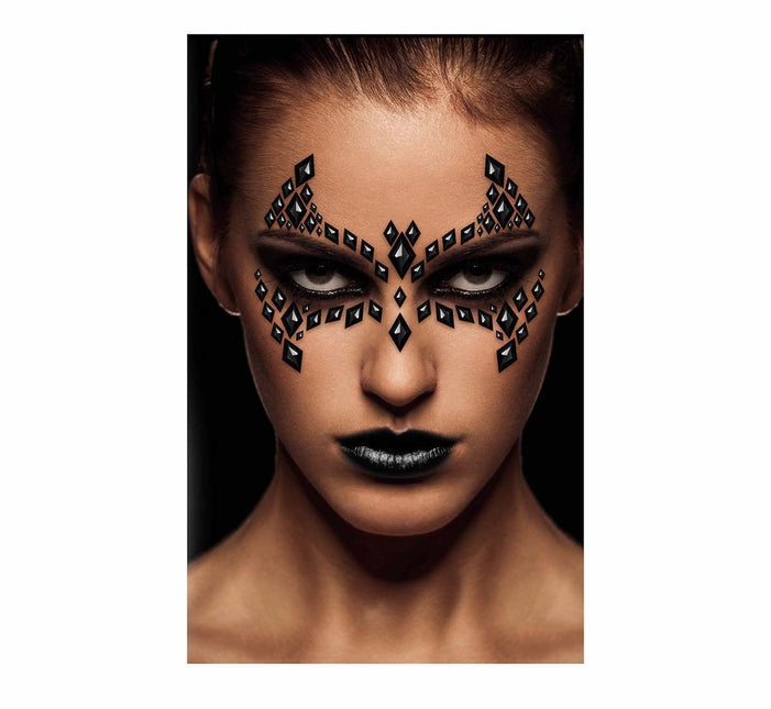 Zwarte Gezicht Stickers Vleermuis 30x14 cm van Fiestas Guirca koop je bij Partywinkel