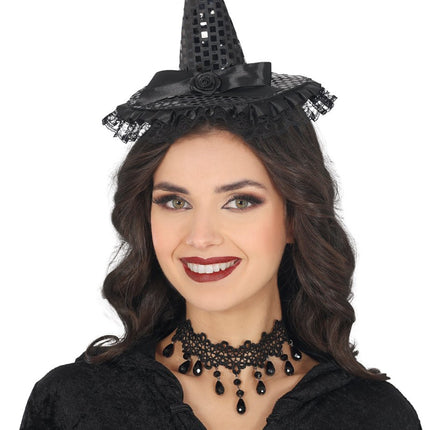 Zwarte Haarband Mini Heksenhoed van Fiestas Guirca koop je bij Partywinkel