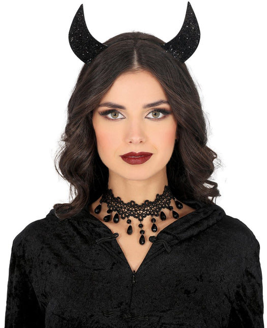 Zwarte Haarband Zwart Duivel Glitter van Fiestas Guirca koop je bij Partywinkel