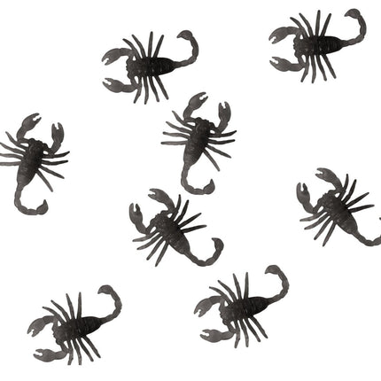 Zwarte Halloween Tafeldecoratie Schoerpioenen 6cm 7st van Fiestas Guirca koop je bij Partywinkel