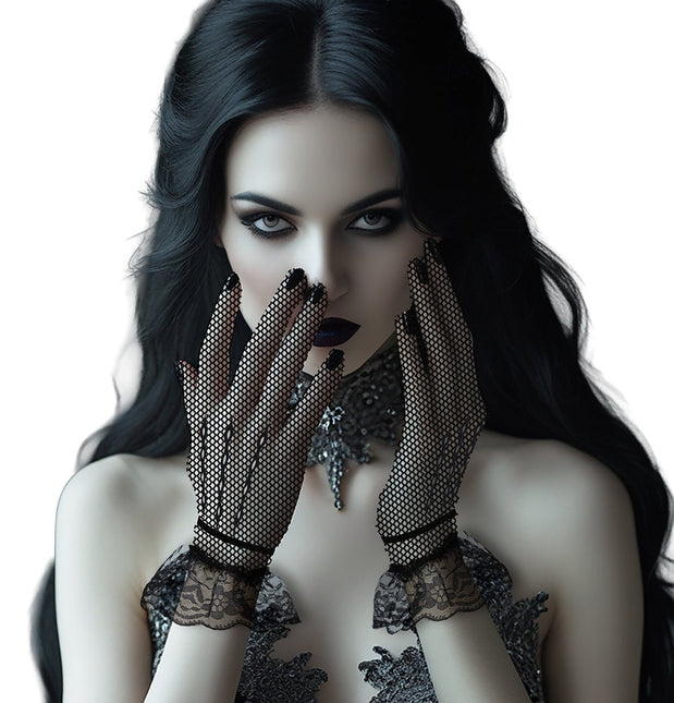 Zwarte handschoenen kant van Fiestas Guirca koop je bij Partywinkel