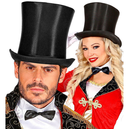 Zwarte Hoed Hoog Satijn van Widmann koop je bij Partywinkel