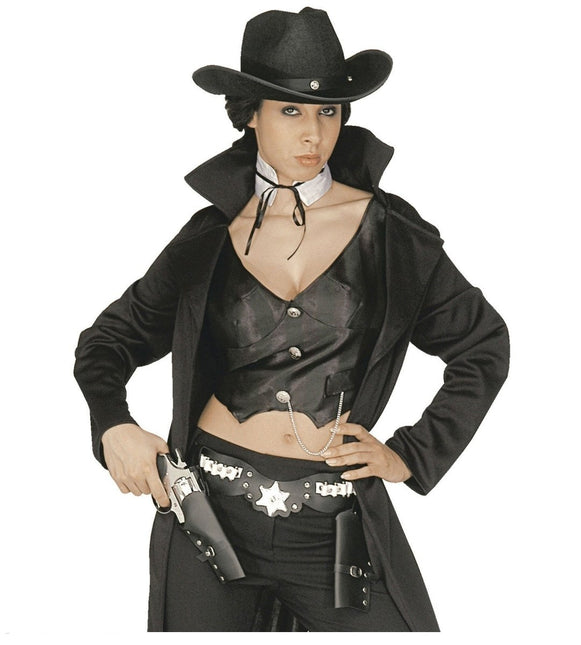 Zwarte Holster Cowboy Dubbel van Widmann koop je bij Partywinkel