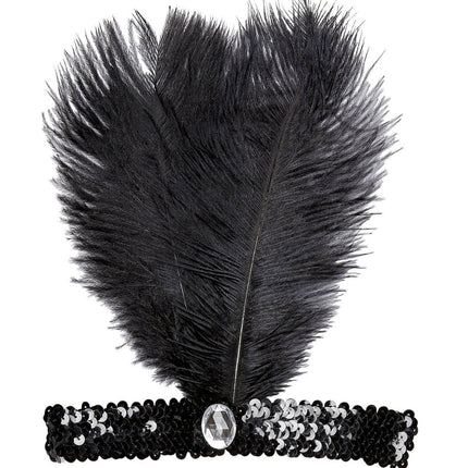 Zwarte Hoofdband Met Veer van Widmann koop je bij Partywinkel