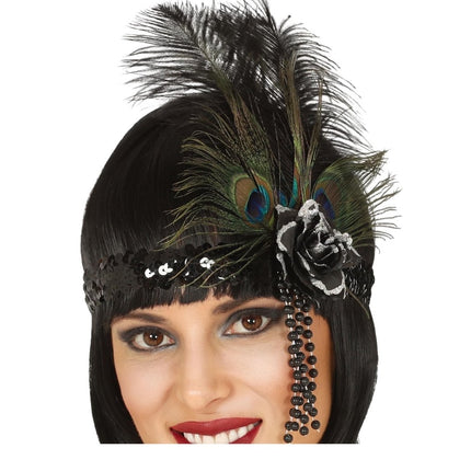 Zwarte Hoofdband Veren van Fiestas Guirca koop je bij Partywinkel