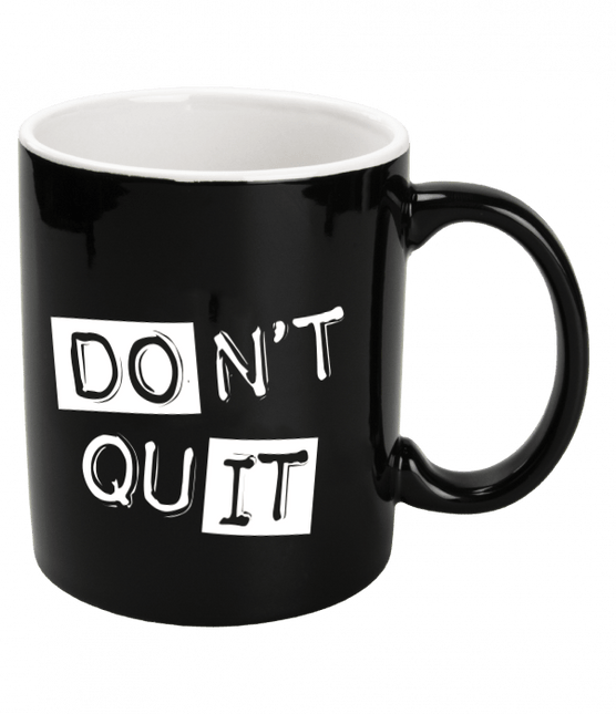 Zwarte Mok Don'T Quit 12cm van Paper Dreams koop je bij Partywinkel