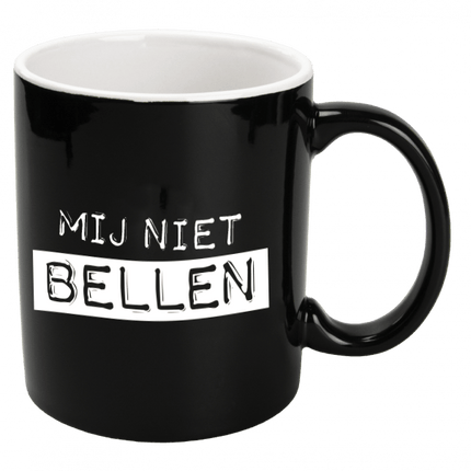 Zwarte Mok Mij Niet Bellen 12cm van Paper Dreams koop je bij Partywinkel