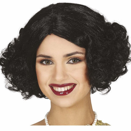 Zwarte Pruik Kort Haar Krullen van Fiestas Guirca koop je bij Partywinkel