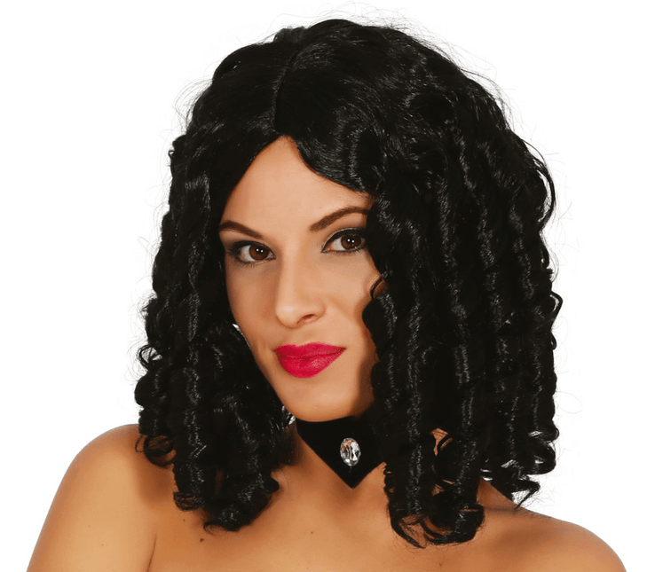 Zwarte Pruik Krullen van Fiestas Guirca koop je bij Partywinkel