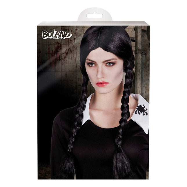 Zwarte Pruik met Vlechten Lang van Boland koop je bij Partywinkel