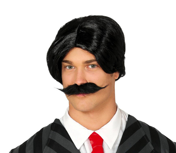 Zwarte Pruik Snor van Fiestas Guirca koop je bij Partywinkel