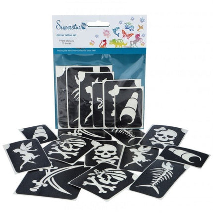 Zwarte Tattoo Stencil Piraat 12st van Superstar koop je bij Partywinkel