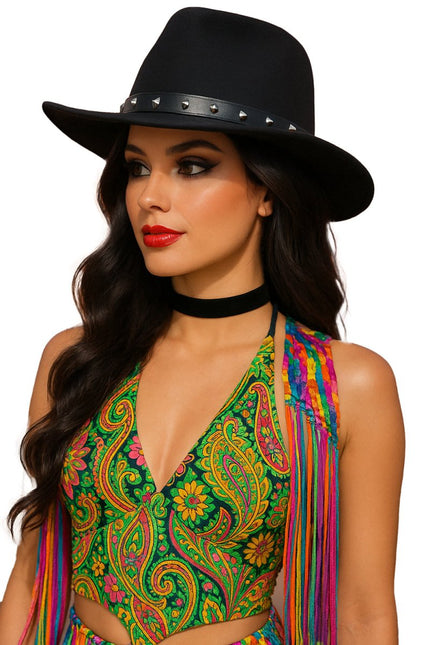 Zwarte vilten cowboyhoed met studs, voor volwassenen van Fiestas Guirca koop je bij Partywinkel