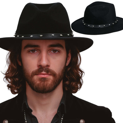 Zwarte vilten cowboyhoed met studs, voor volwassenen van Fiestas Guirca koop je bij Partywinkel