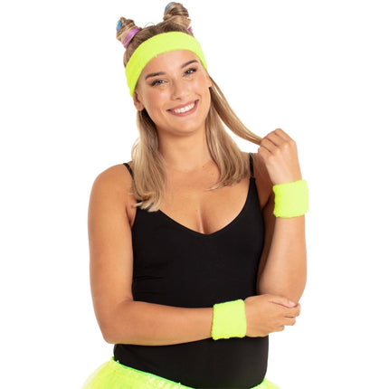 Zweetbandjes Neon Geel - 3 stuks van Folat koop je bij Partywinkel