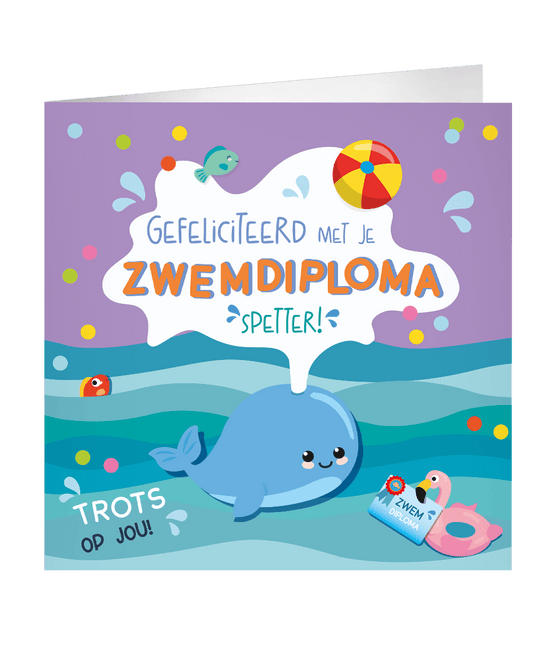 Zwemdiploma Wenskaart 23cm van Paper Dreams koop je bij Partywinkel